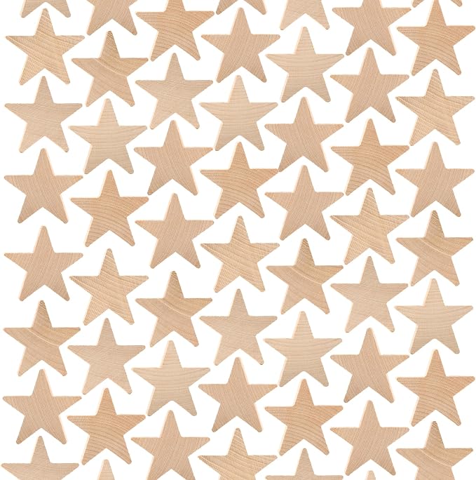 Wood Stars for Crafts, Wooden Stars Cutouts 1 Inch by 3/16 Inch, Pack of 250 Small Wooden Stars for Crafts, Christmas, July 4th & Memorial Day by Woodpeckers by Woodpeckers