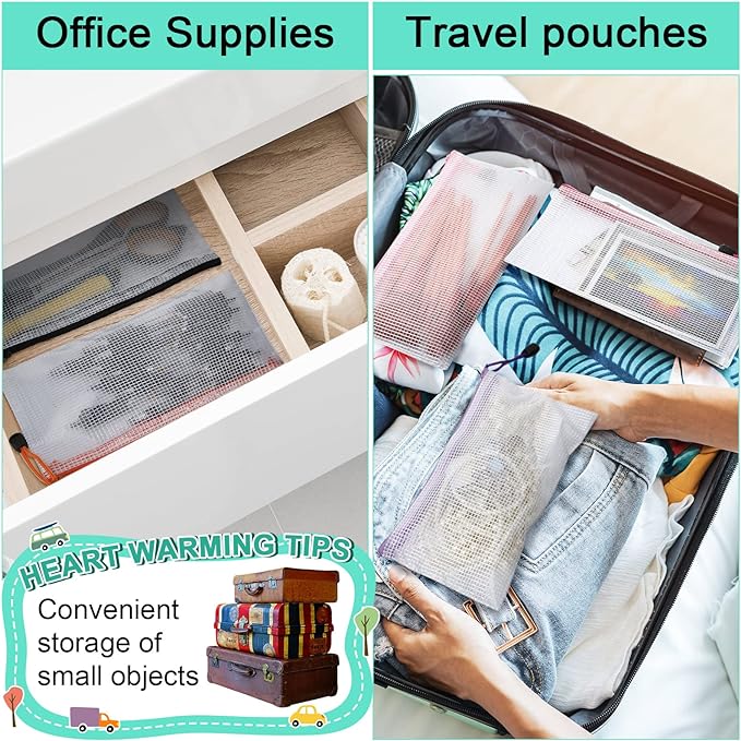 Harloon 150 Pack Clear Pencil Pouches Bulk, 9.5'' x 4.5'',10 Colors | PVC Mesh and Zippers Keep Pencils, Markers, Cosmetics and Toiletries Organized for Back to School, Office and Travel Use - Image 5