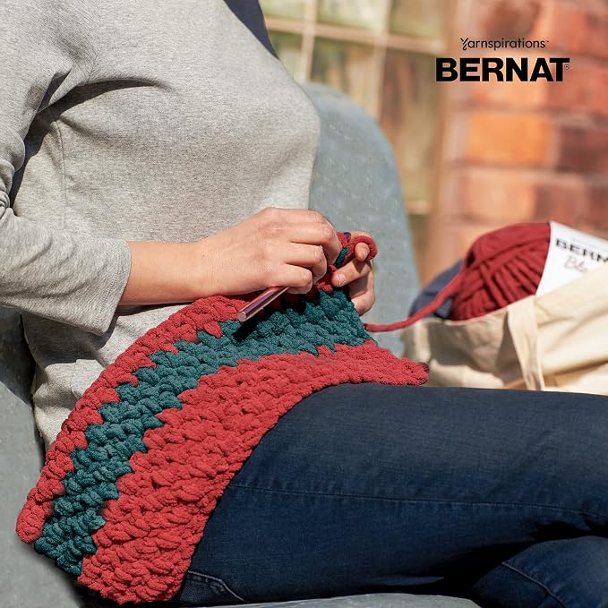 Bernat Blanket Brights Chenille Crochet Yarn, Race Car Red, 2-Pack | #6 Super Bulky Yarn, 100% Polyester, Soft Chenille Crochet Yarn for Blankets, Knitting & Crafts, 220yd, 300g/10.5oz per skein - Image 4