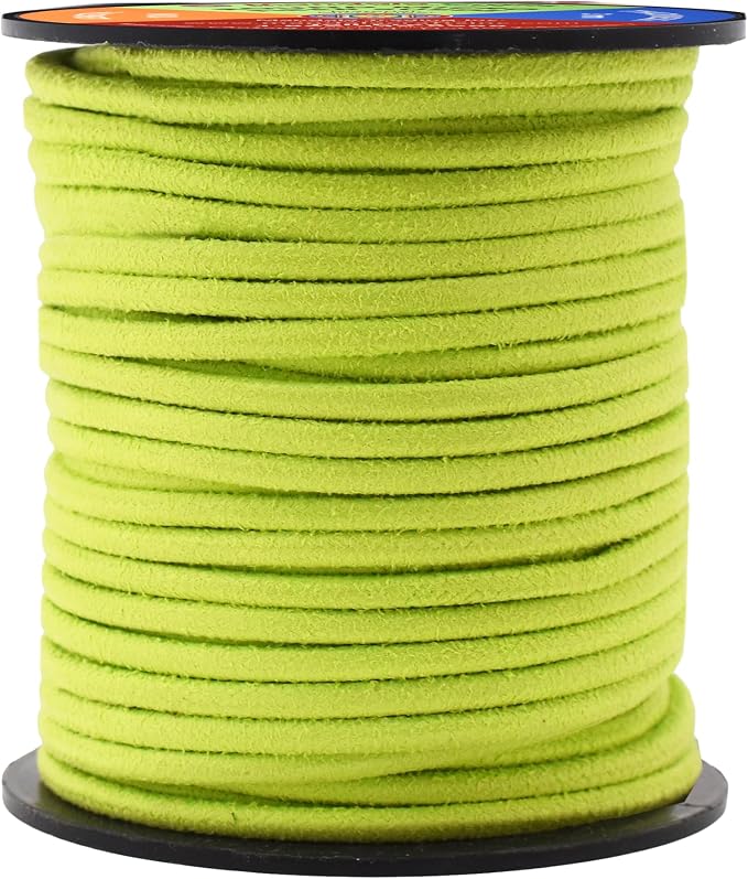 Mandala Crafts 3mm Round Lime Green Faux Suede Vegan Leather, Jewelry Making | 11 Yards Durable Leather Strings for Bracelets, Necklaces, Braiding, Dream Catchers, Chokers, Pendants & Lacing by MandalaCrafts