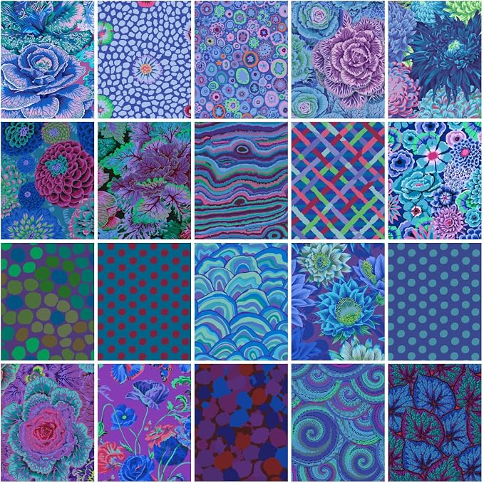 Classics Plus Royal Fat Quarter Bundle (20 Pieces) by Kaffe Fassett Collective for FreeSpirit (FB4FQGP.Royal) - Image 2