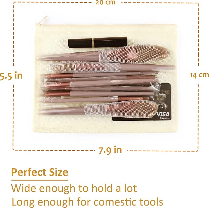 Koolmox Bulk Cosmetic Bags, 30pcs Multipurpose Makeup Bag with Zipper, Canvas Pencil Pouches, Bulk Plain Beige Canvas Bag for Travel Storage Toiletry Organize Pouch Women DIY Craft Pouch Gift Bags - Image 2