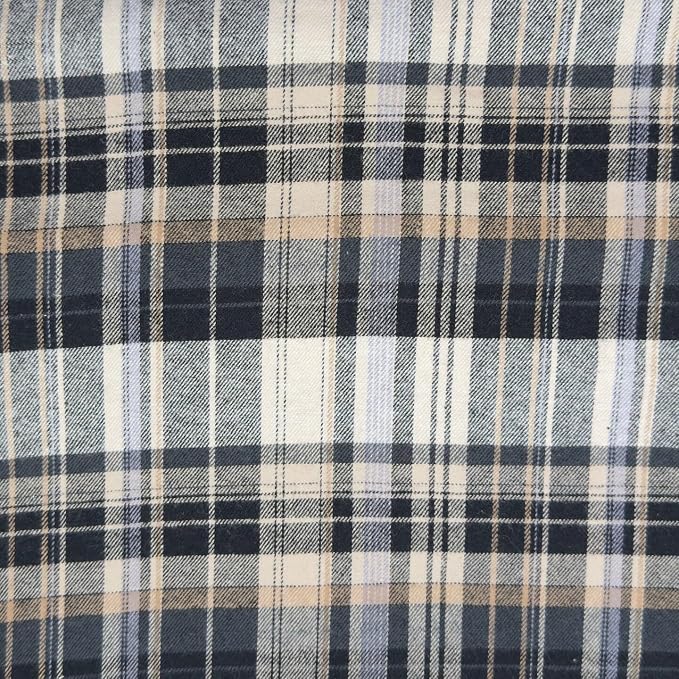 FabricLA 100% Cotton Flannel Fabric 60" Wide 180 GSM Lightweight - Super Soft Fabric for Sewing Quilts Pajamas Blankets Shirts and Crafts - Smoky Dune Plaid Check, Style 22-10 Yard Pre Cut by FabricLA