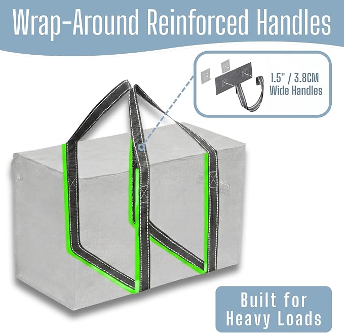 VENO 10 Pack Heavy Duty Moving Bags, Extra Large Storage Bags with Reinforced Handles & Strong Zippers, Foldable & Reusable Moving Box Alternative for Clothes & Dorm Storage - Image 2