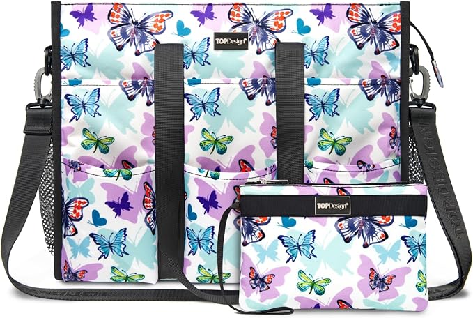 TOPDesign Utility Water Resistant Tote Bag with 22 Pockets, Top Zipper Closure & Thick Bottom Support, for Working Women by TOPDesign