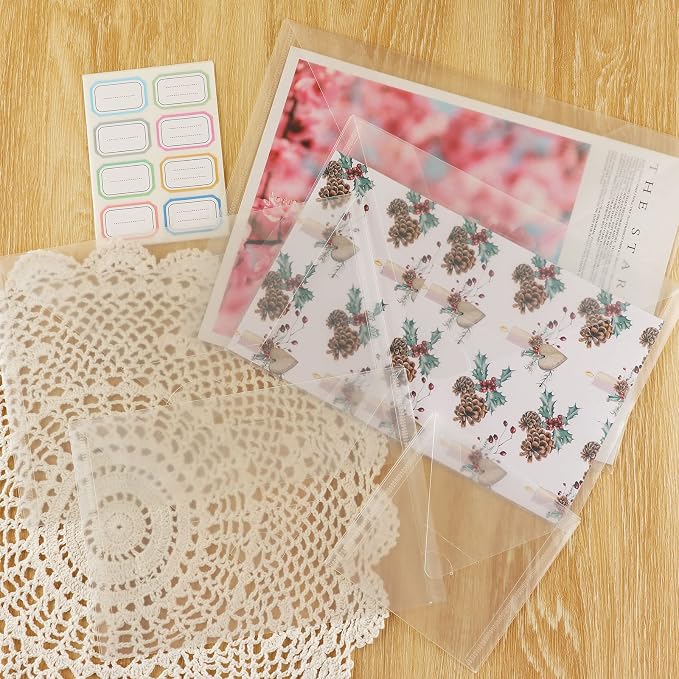 Briartw 100 Pack 4.75x4.75" Square Storage Bag,Resealable Plastic Envelopes Pockets for Cutting Dies Stencil Crafts Organizer Holder,Clear Storage Envelopes for Clear Stamp,Die Cuts,Scrapbook Paper - Image 4