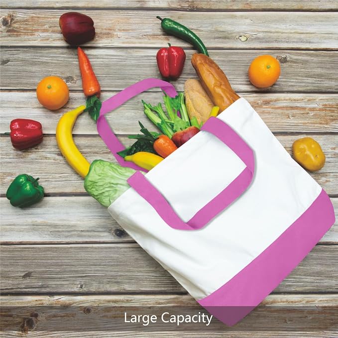 TOPDesign 3-Pack Super Strong Large 12oz Cotton Canvas Tote Bags, Reusable Grocery Shopping Cloth Bags, Fashionable Two-Tone Totes for Crafts, DIY Your Creative Designs - Image 5