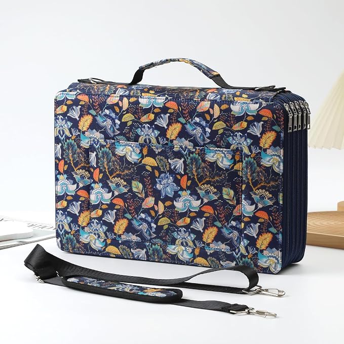 500 Individual-Slots Colored Pencil Case w/Handle & Shoulder Strap | 5-Layer Zipped Pencil Pouch w/Open Front pocket for Colored Pencils/Watercolor Pencils to Artists, Painters - Image 5