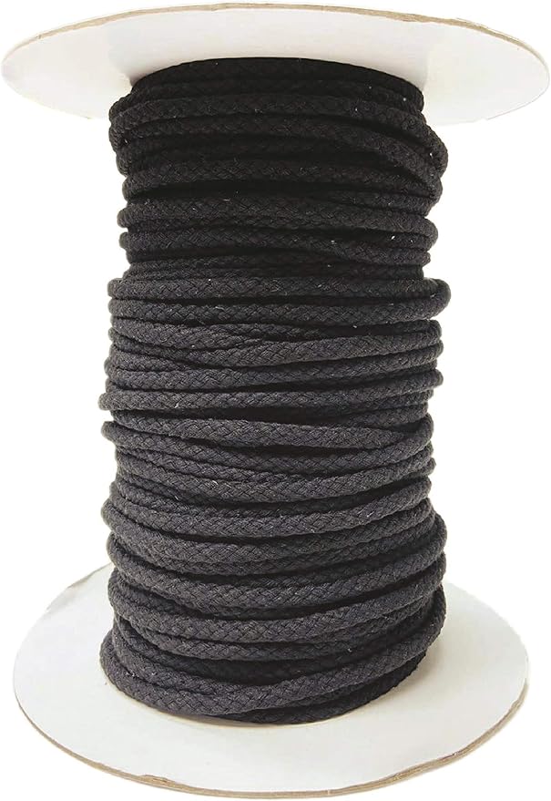 Beyond Trim Drawstring Cord Rope - 100% Cotton Replacement Piping Drawcord Clothing Sewing DIY Crafts 80B Black 5 Yards by Beyond+Trim
