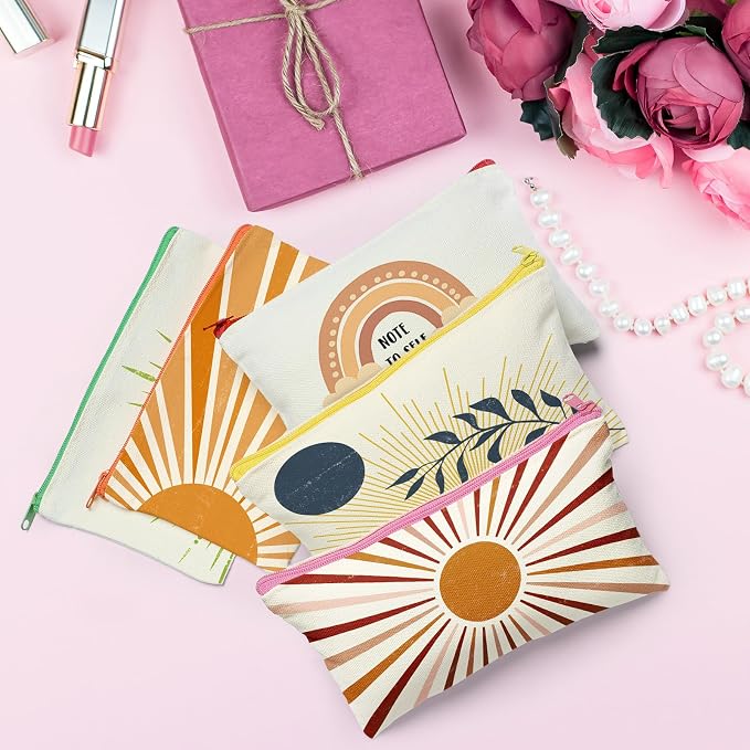 Silkfly 144 Pack Blank Canvas Zipper Pencil Pouch Bulk DIY Bags Sublimation Makeup Pouch White Multipurpose Toiletry Bag for Stationery Makeup Travel Cosmetic Toiletries Crafts Storage - Image 4