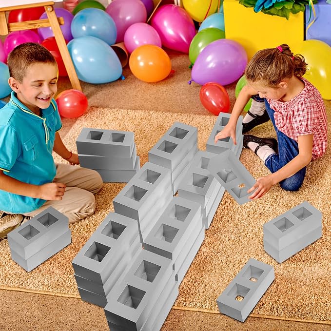 Zhanmai 50 Pack Foam Bricks Building Blocks for Kids Foam Cinder Blocks Large Fake Bricks Toy for Stacking and Construction 8 x 4 x 2.4 Inches(Square) - Image 5