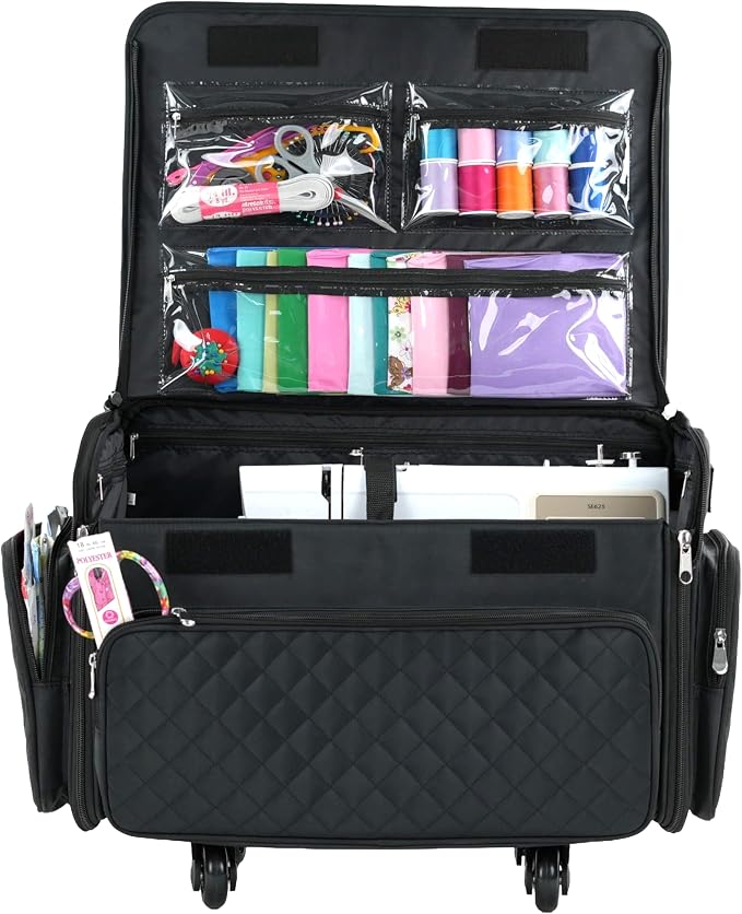 Everything Mary 4 Wheels Collapsible Deluxe Sewing Machine Storage Case - Rolling Trolley Carrying Bag for Brother, Singer - Image 9