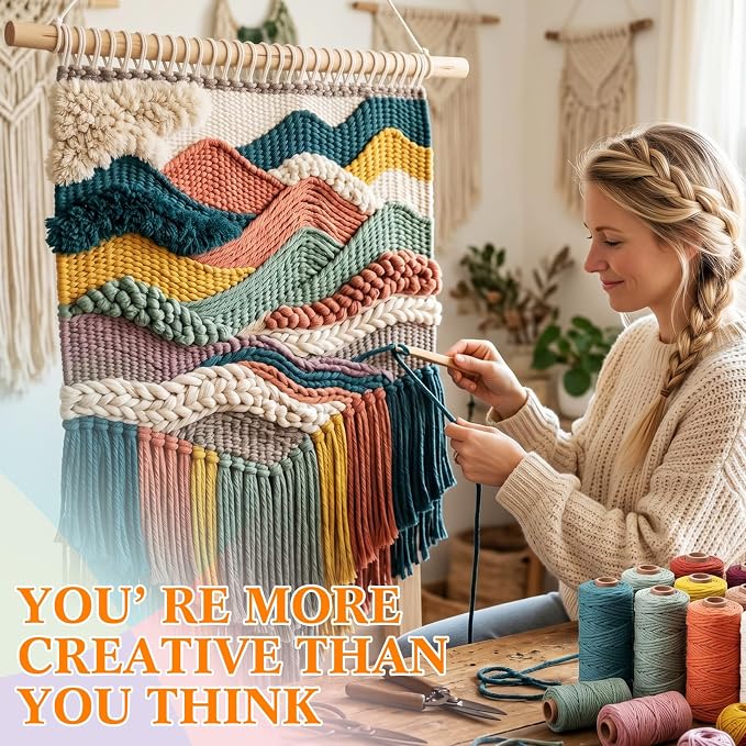 Timgle 20 Rolls Macrame Cord 5 mm x 438 Yards Cotton Rope(Macaron Colors) | Cotton Macrame Rope; 4 Strands Natural Twisted String; Colored Yarn Supplies Bulk; Wall Hanging Plant Hangers Crafts - Image 7