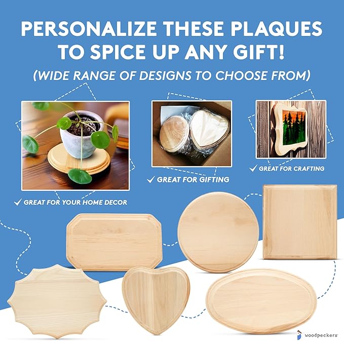 Unfinished Wooden Squares 7 inch Pack of 4 Wood Boards for Crafts Wood Signs for Crafts, Wooden Plaque Craft Blanks by Woodpeckers - Image 5