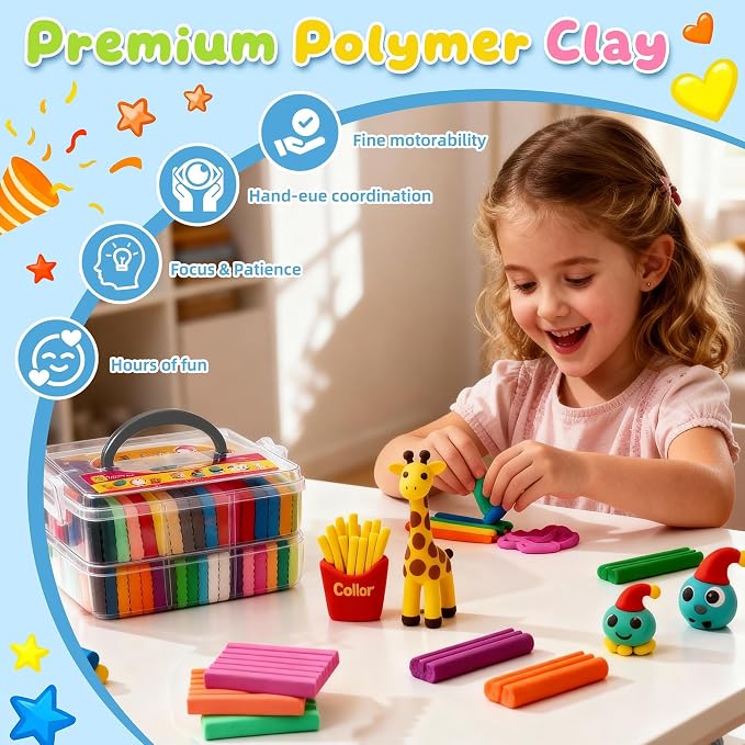 Artpar 52 Colors Polymer Clay Kit,Oven Bake Modeling Clay for Kids Adults | DIY Molding Clay Starter Sculpting Set With Tools & accessories,Non-Sticky,Kids School Classroom Stem,Home Party Art Crafts - Image 3