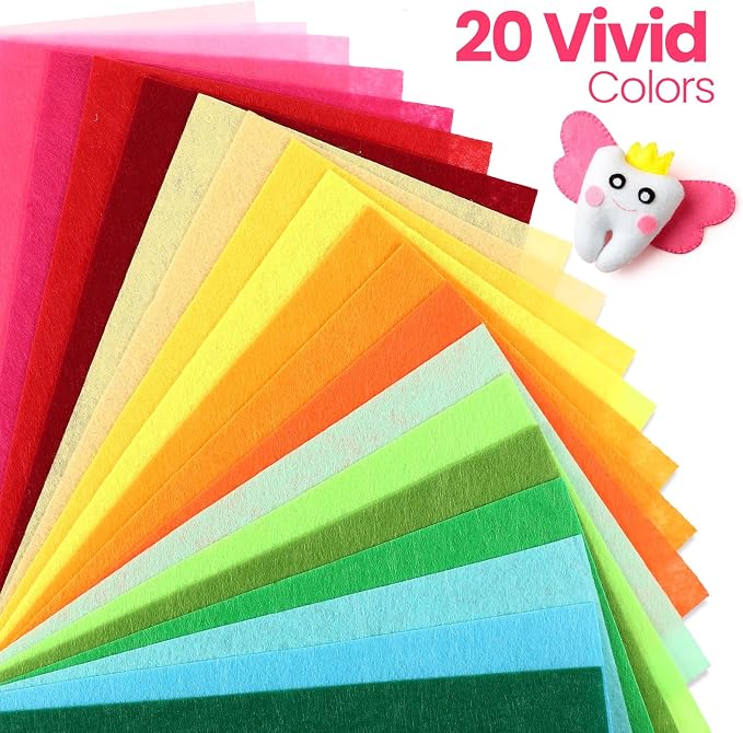 Moukeren 360 Pcs 12 X 12 Inch Felt Sheets, 20 Colors | Stiff Fabric Squares Ideal Craft Sewing, DIY Patchwork Projects, Nonwoven Material, Bulk Supply Holiday and Festival Decor - Image 6