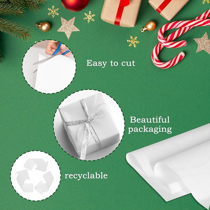 PINWATT 500 Sheets 20"X30" White Tissue Paper Bulk for Gift Bags Wrapping Paper, Birthday Weddings Showers Christmas Gift Packaging Arts Craft Party Favor Decoration - Image 3