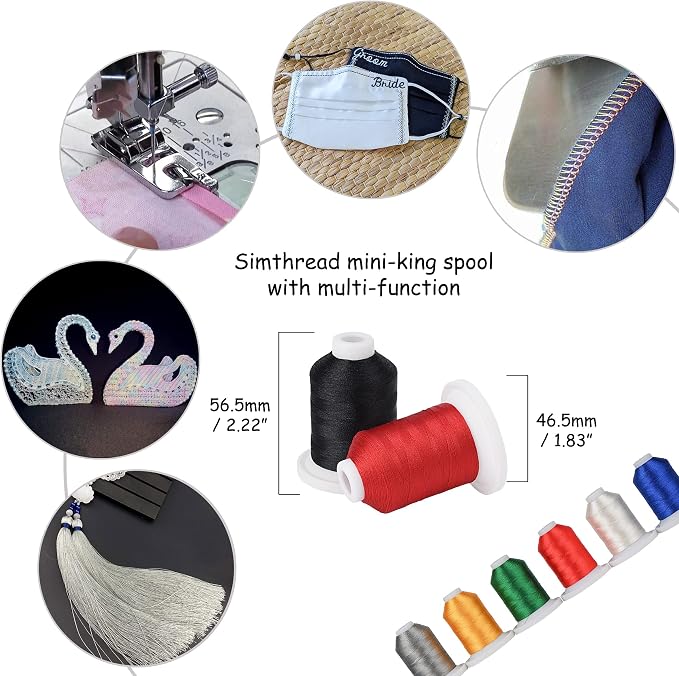 Simthread Embroidery Thread with Storage Box - 800 Yards/Spools | 9 Regular Colors for Embroidery and Sewing Machine - Image 3