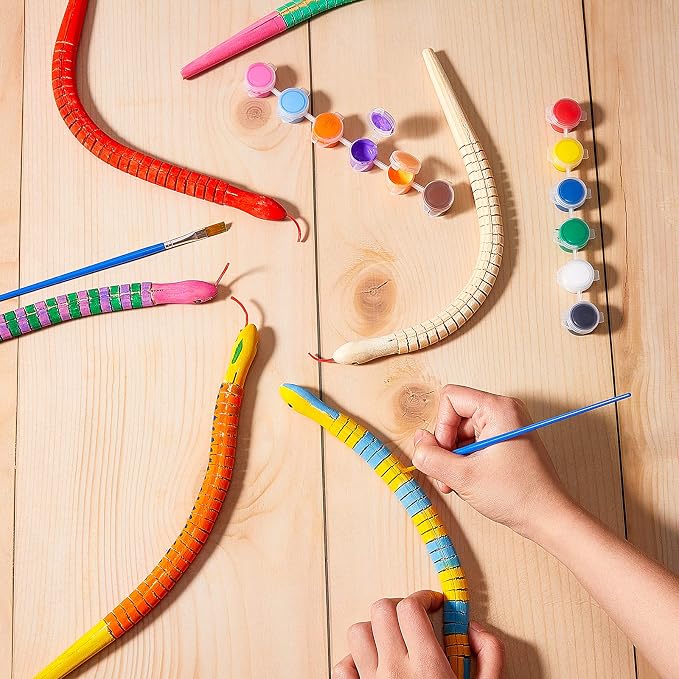 Gejoy 1000 Pieces Wooden Snakes 12 Inch Unfinished Jointed for Arts Crafts | Wiggle Snake Toys to Paint, Flexible Wood Snakes, Blank Wood Animal Models, Halloween Birthday Party Favors Decorations - Image 3