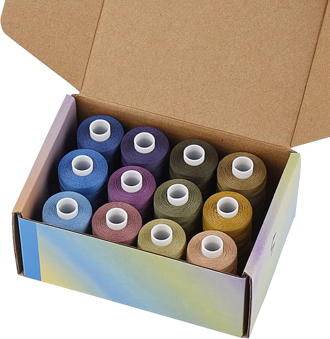 Simthread All Purposes Cotton Quilting Thread 50WT 3 Plies for Piecing Sewing Embroidery Applique etc - 550 Yards Each (12 Jeans & Neutral Colors) - Image 6