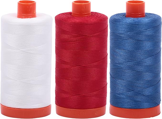 Bundle of Aurifil 50wt Egyptian Cotton Thread, Large 1422 Yard Spools, with and Without Aurifil Empty Thread Case 12 Spool Capacity (3 Spool Bundles, 2021 2250 2730) by Aurifil