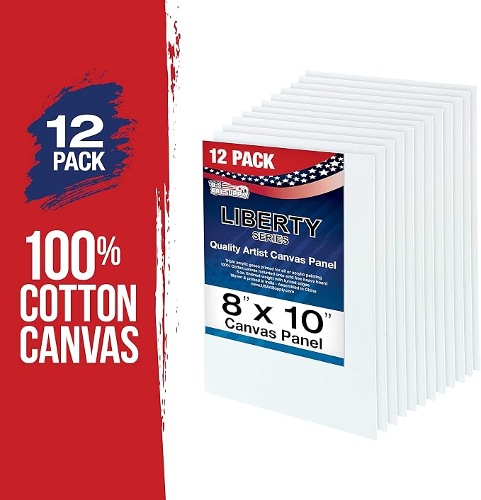 U.S. Art Supply 8 X 10 Inch Art Canvas Board Panels 12 Pack - 8 Ounce Heavyweight Cotton Acid Free Canvases for Painting Acrylics and Watercolor (1 Case of 12 Single Canvas Painting Panels) - Image 2
