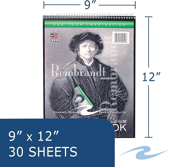 Roaring Spring Rembrandt Top Spiral Sketchbook, 30 Sheets, 9"x12", 12 Pack - Image 3