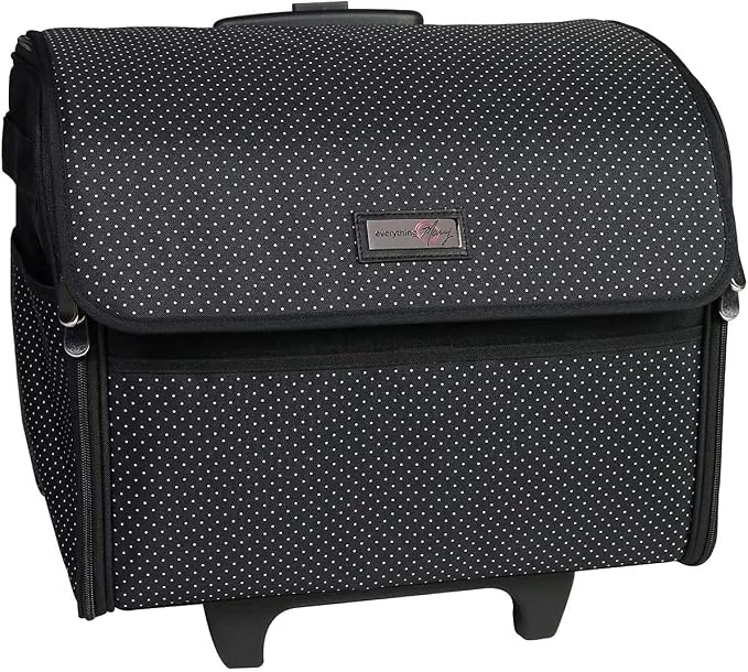 Everything Mary Collapsible Sewing Machine Case, Black Dot - Craft Rolling Tote Cover Bag with Wheels for Brother, Singer & Most Machines - Storage Organization Carrying Cart for Accessories - Image 2