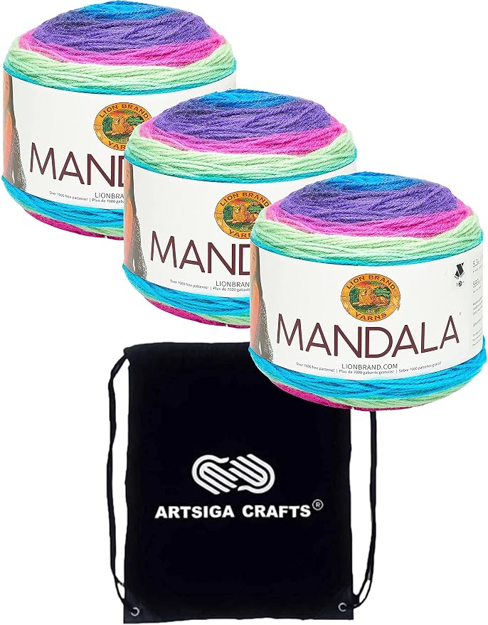 Lion Brand Yarn Mandala 525-220 Troll | 3 Skeins, Same Dye Lot, Project Bag, CYC #3 DK-Light Worsted, 100% Acrylic, Ideal for Crochet, Knitting Baby Blankets by LionBrandYarn