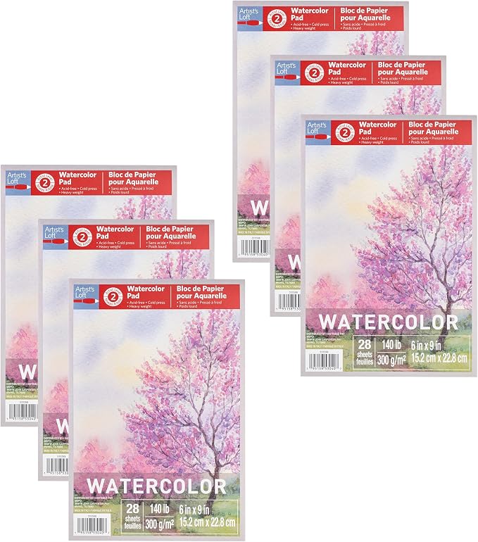 6" x 9" Watercolor Pad by Artist's Loft - Heavyweight and Acid Free Paper for Watercolor Paint - Bulk 6 Pack by ArtistsLoft