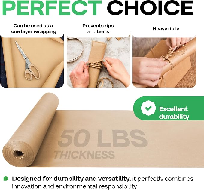 Brown Kraft Paper Roll 24" x 1800" (150 feet) with Cutter - USA-Made - Image 4