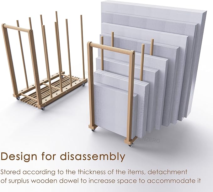 Art Storage Rack, Art Canvas Storage, Canvas Boards Rack Art Storage with Handle & Caster Wheels for Drawing Board, Panel, Paper Pad for Art Studios, Artworks, Gallery - Image 4
