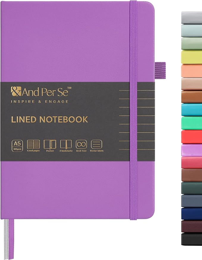 &And Per Se Lined Journal Notebook, 160 Pages, A5 5.7 x 8 inches College Ruled Thick Paper Notebook Journals for Writing, Hardcover Notebooks for Women Men Office School (1 Pack, Violet) by AndPerSe