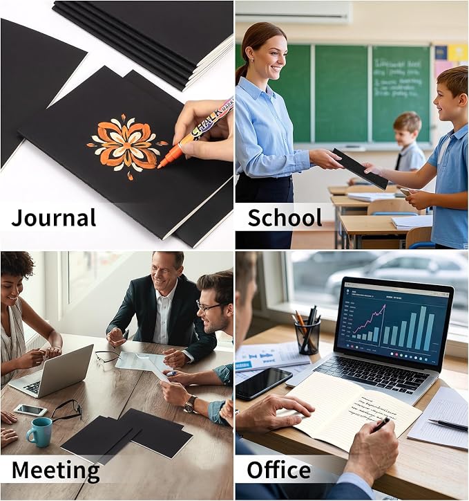 100 Pack A5 Black Cover College Ruled Notebooks Bulk, Journaling Notebooks | A5 Lined College Ruled Notebook, 8.3x5.5 Inches 60 Pages Travel Journal Notebooks Set for Work, School, Writing - Image 7