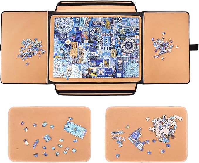 1500 Pieces Jigsaw Puzzle Board, Portable Puzzle Board, 25"×35.43" Jigsaw Puzzle Table Board, Puzzle Keeper Puzzle Caddy with Sorting Trays & Detachable Board,Non-Slip Surface by ALL4JIG