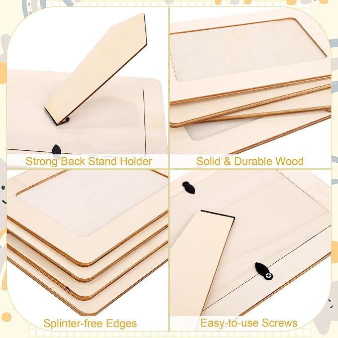 Aneco 48 Packs Picture Frame Painting Craft Kit for 4 x 6 Inch Photo DIY Unfinished Wooden Photo Frames with Diamond and Foam Stickers for DIY Crafts, Paint and Decorate - Image 4