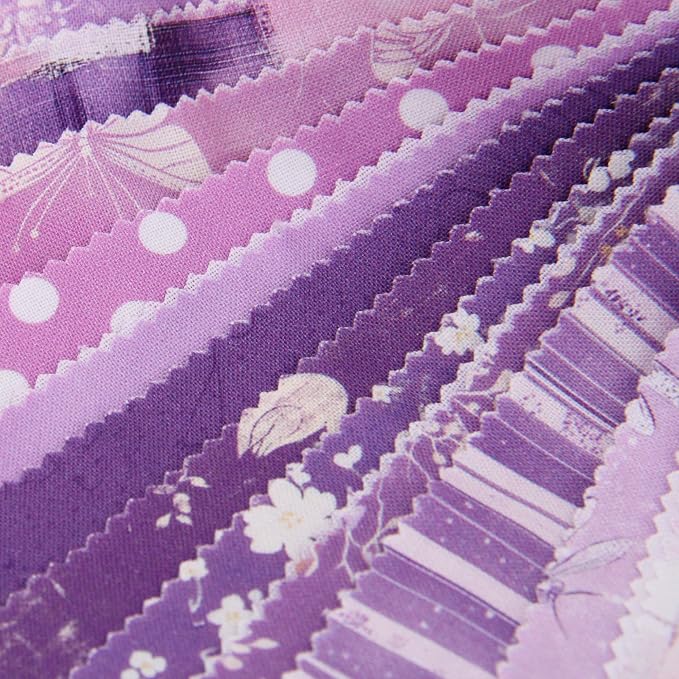 Threadart Purple Prints Jelly Roll - 40 Precut 2.5" Cotton Strips | 40 precut 2.5in cotton jelly roll strips - coordinated for quilts, patchwork, table runners, bags & DIY sewing - Image 6