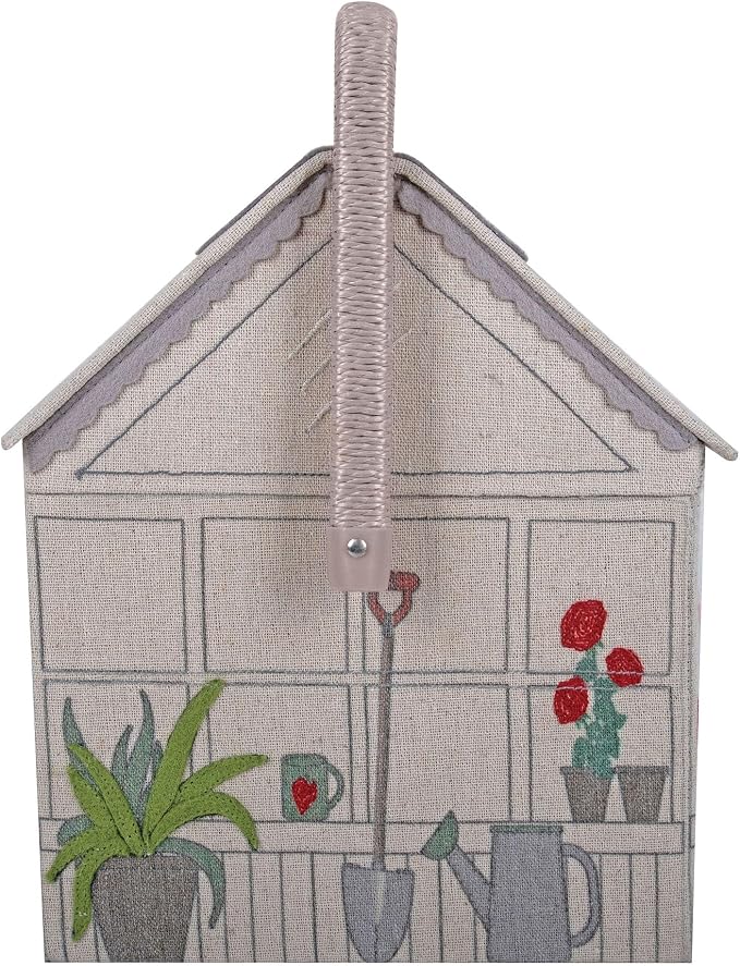 Hobby Gift Strawberry Greenhouse Sewing Box | Craft Storage Basket, Handle, Internal Accessories Tray, For Sewing Knitting and Hobby Supplies - Image 4