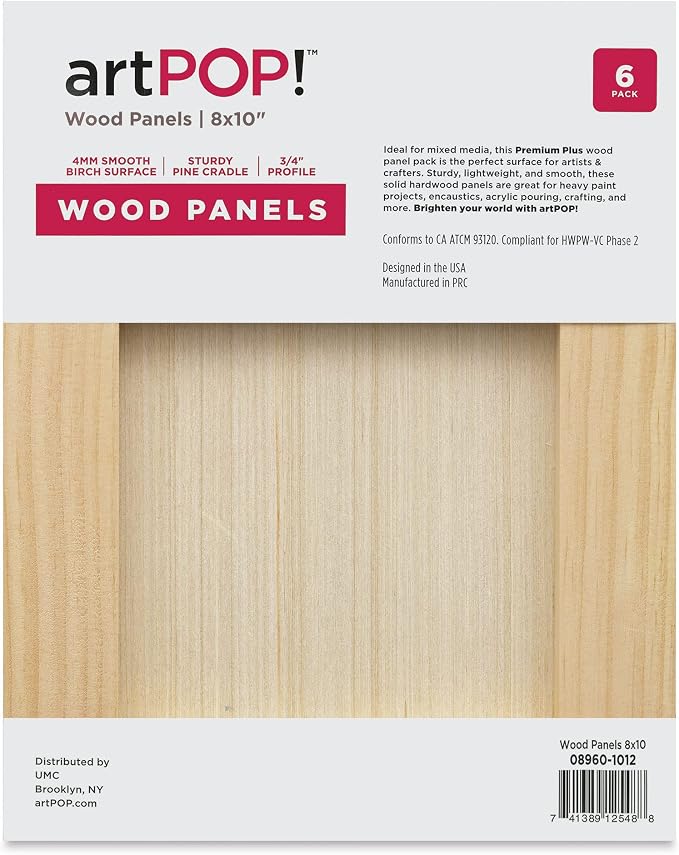 Wood Panel Pack, 8 x 10 inches, Package of 6 Birch Wood Craft Panel Boards, 3/4 inch Profile Pine Cradle for Pouring, Crafting, Painting - Image 4