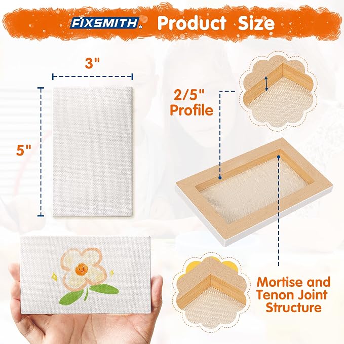Mini Stretched Canvas for Painting - 24 Pack 3 x 5 Inch, 2/5” Profile Small Canvases, 100% Cotton Primed Blank Canvas, Home Decor Project, Art Supplies for Acrylic Oil Painting - Image 2