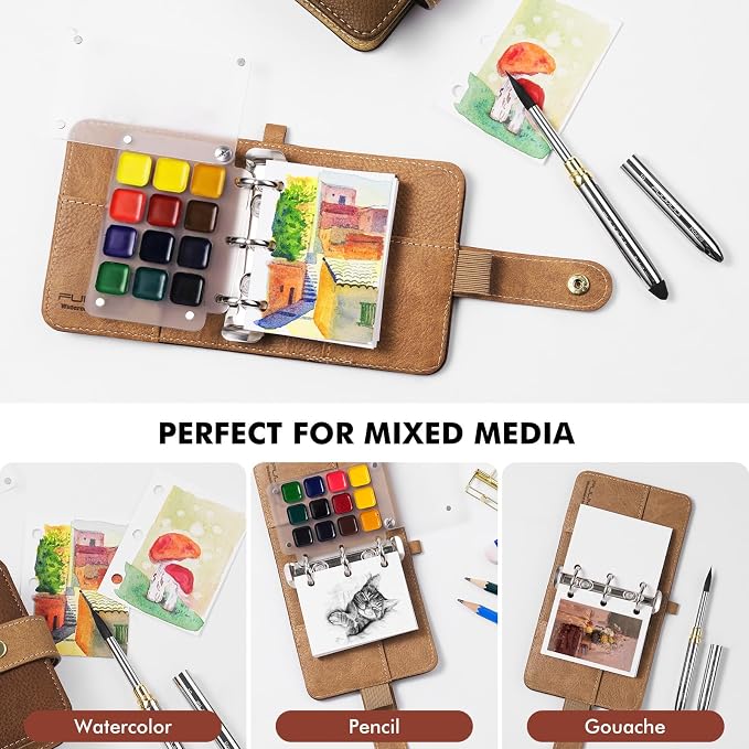 Fuumuui Mini Watercolor Travel Set, 12-Color Watercolor Paints Kit & 100% Cotton Cold Press 300gsm with Dual-Tip Brush – Plein Air Painting Supplies for Artists, Beginners, Journaling - Image 8