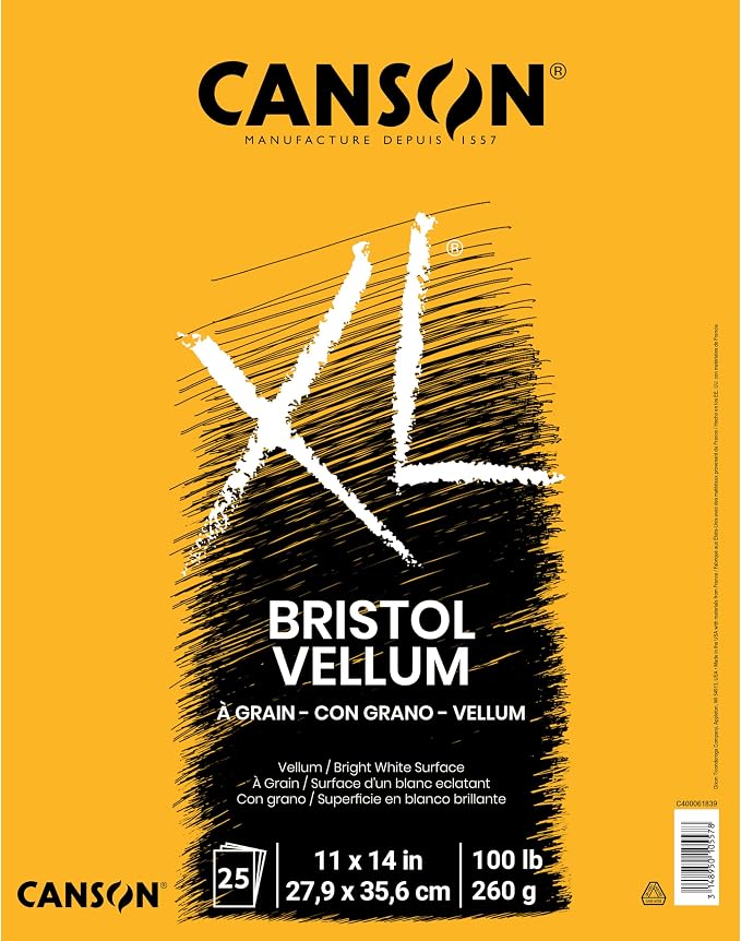 Canson XL Series 100 lb. Vellum Bristol Pad, White, 11" x 14", 25 Sheets/Pad by Unknown