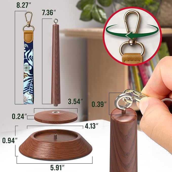 BARVA 2 in 1 Upgraded Table Chunky Yarn Holder 22 Lb & Mini Wristlet Spinner | Bracelet Spindle On the Go for Travel & Car | Wood Crochet Accessories | Compact Fiber Tools | Top Crafts Gifts for Women - Image 7