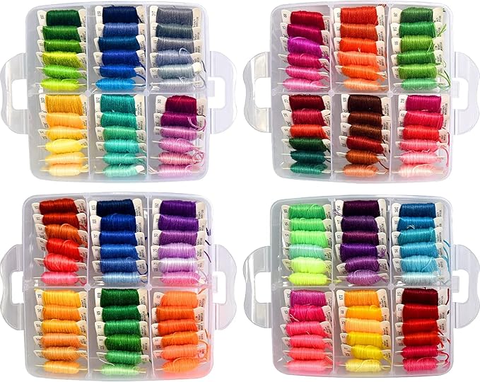 301 Embroidery Floss Set Including Cross Stitch Threads Friendship Bracelet String with 5-Tier Transparent Box, Floss Bobbins and Cross Stitch Kits - Image 3