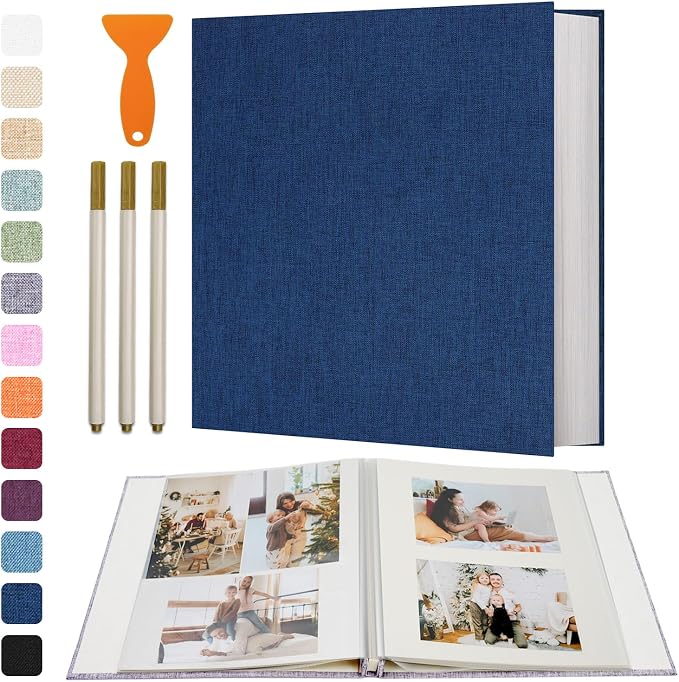 Vienrose Photo Album Self Adhesive 4x6 5x7 3x5 8x10 Scrapbook Album DIY Scrap Book with Metallic Pen 120 Pages | Large Scrapbook Album, 60 Sheets, 3x5 4x6 5x7 8x10 Photos, Metallic Pen, DIY Memory Book, Family Memories, Baby Photos by Vienrose