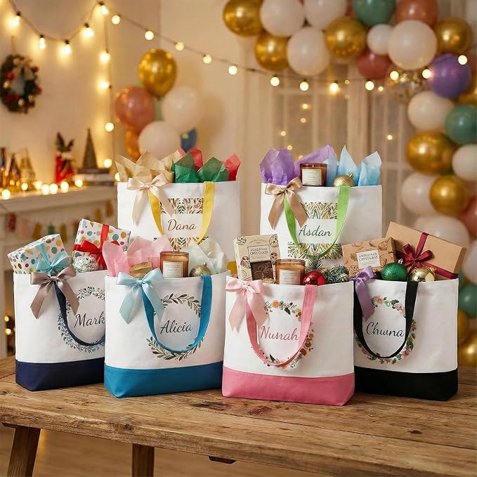 6/12/24/48 Pack Large Canvas Tote Bags Bulk with Handles 18.5 x 15 Inch-Blank Reusable DIY Birthday Party Gift for Women Men - Image 3