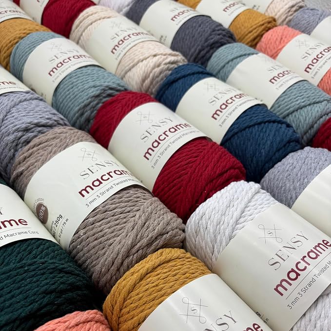 S Sensy 3mm Triple-Recycled Cotton Macrame Cord 4 Skeins, Natural 82 Yards - Image 3