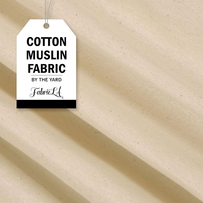 Cotton Fabric By The Yard | Cotton Muslin Fabric | 100% Cotton Fabric | 62" Inches Wide Unbleached Muslin Cloth | Cotton Muslin Fabric by Yard - Natural Muslin Fabric Material | 2 Yards Tela by FabricLA