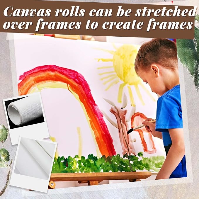 Kinlop 36 Inch x 10 Feet Double Primed Cotton Canvas White Canvas Roll for Oil and Acrylic Paint - Image 5
