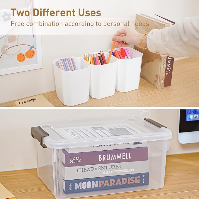 Citylife 17 QT Plastic Storage Bins Clear Storage Box with Lids Multipurpose Stackable Storage Containers for Organizing Tool, Craft, Crayon, 2 Packs - Image 4